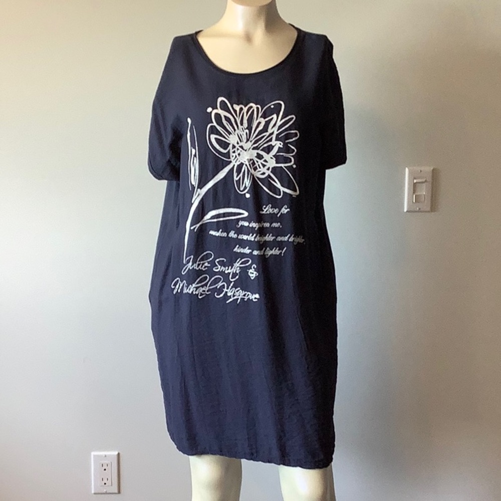 Elissia Navy Blue Beach Coverup/Dress- one size fits all - like a medium/large